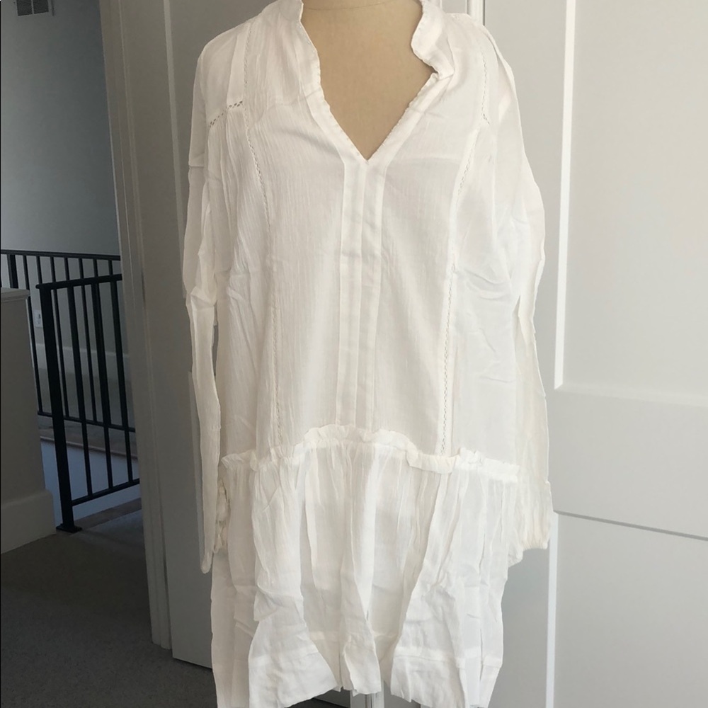 Pomander Place White Cotton Peplum Tunic Top – Size M
